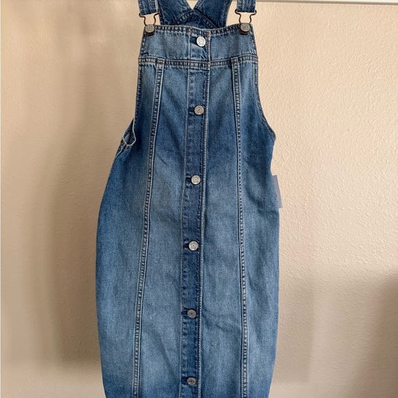 Girls Gap Kids Denim Button-Down Overall Dress - Picture 2 of 9